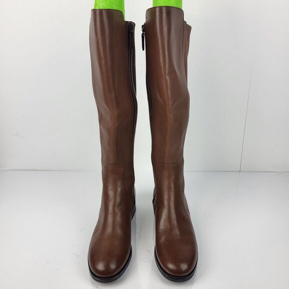 Cole Haan Noelle Riding Boots Brown Leather Side Zip Knee high 7.5B - Picture 14 of 16